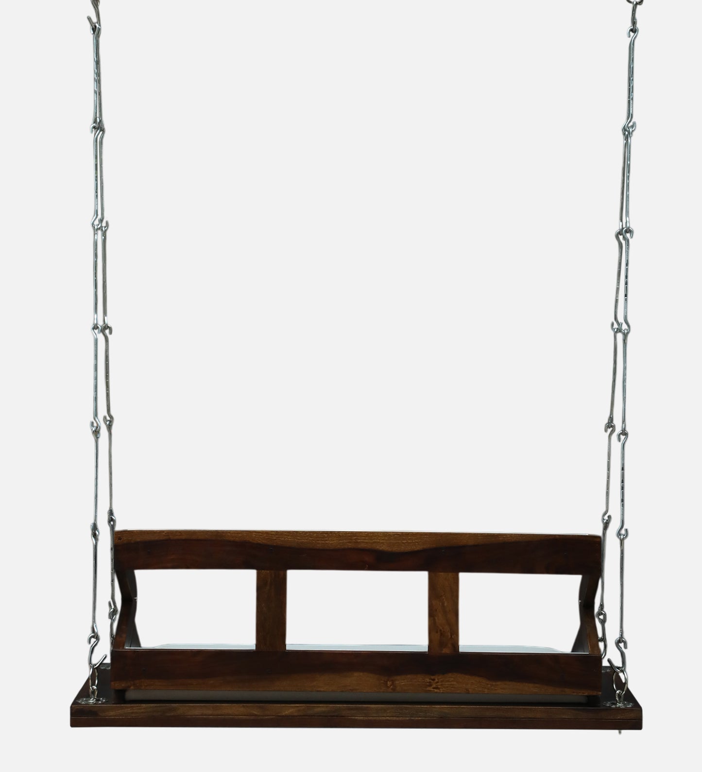 Premium Wooden Hanging Swing with Cushioned Seat – Modern Indoor Jhula in Walnut Finish - Ferrowoods