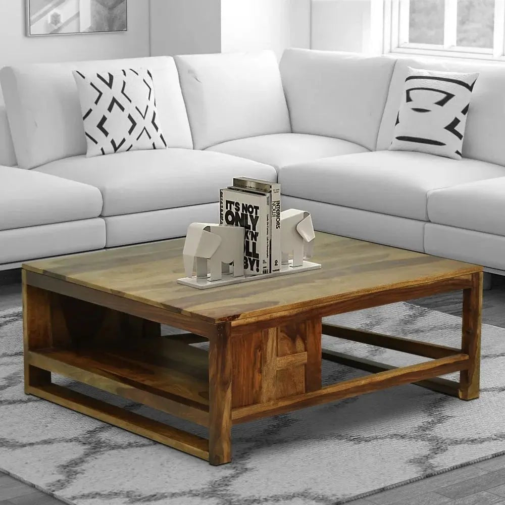 ALLURE SOLID WOOD COFFEE TABLE TEAK FINISHFerrowoods