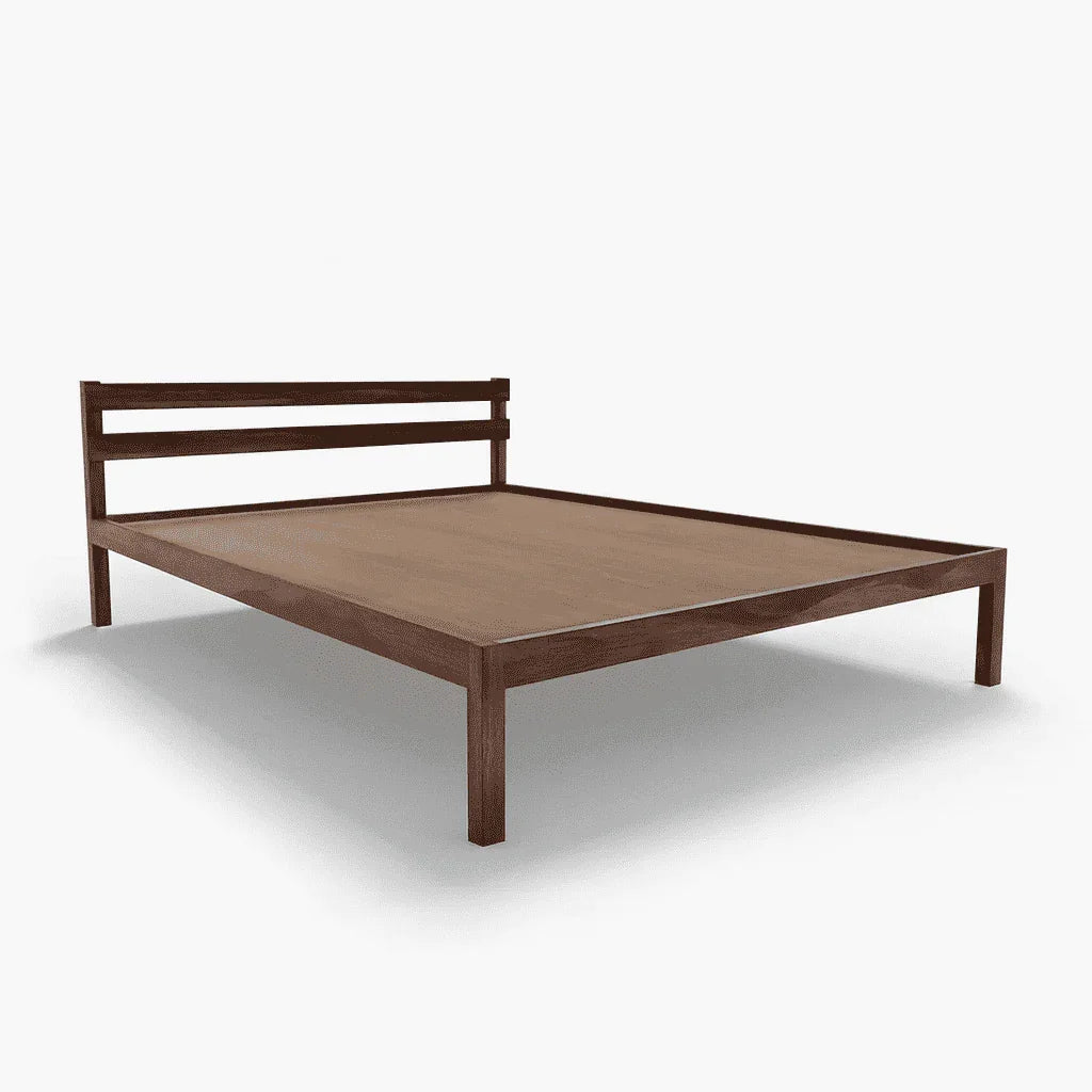 Aqua solid wood queen size bed walnut finish - Ferrowoods