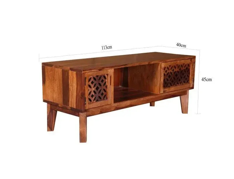 DURY TV UNIT SOLID WOOD HONEY FINISH - Ferrowoods
