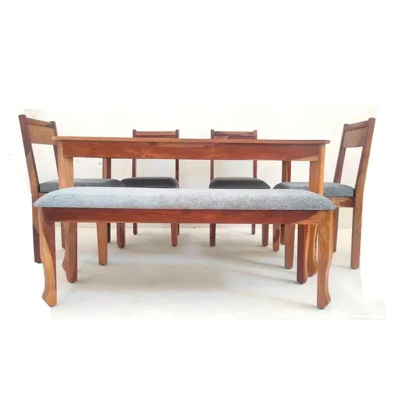 GEM SQUARE DINING SET WITH BENCH IN WALNUT FINISH - Ferrowoods
