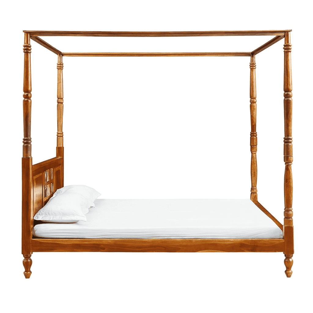 HRAY SOLID WOOD POSTER BED IN HONEY FINISHFerrowoods