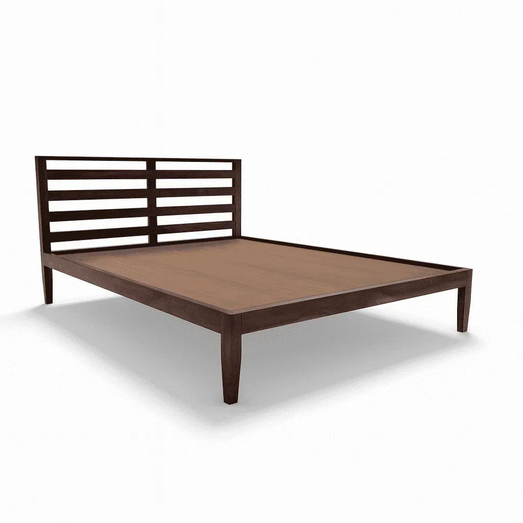 Kith Solid Wood Queen Size Bed Walnut Finish - Ferrowoods