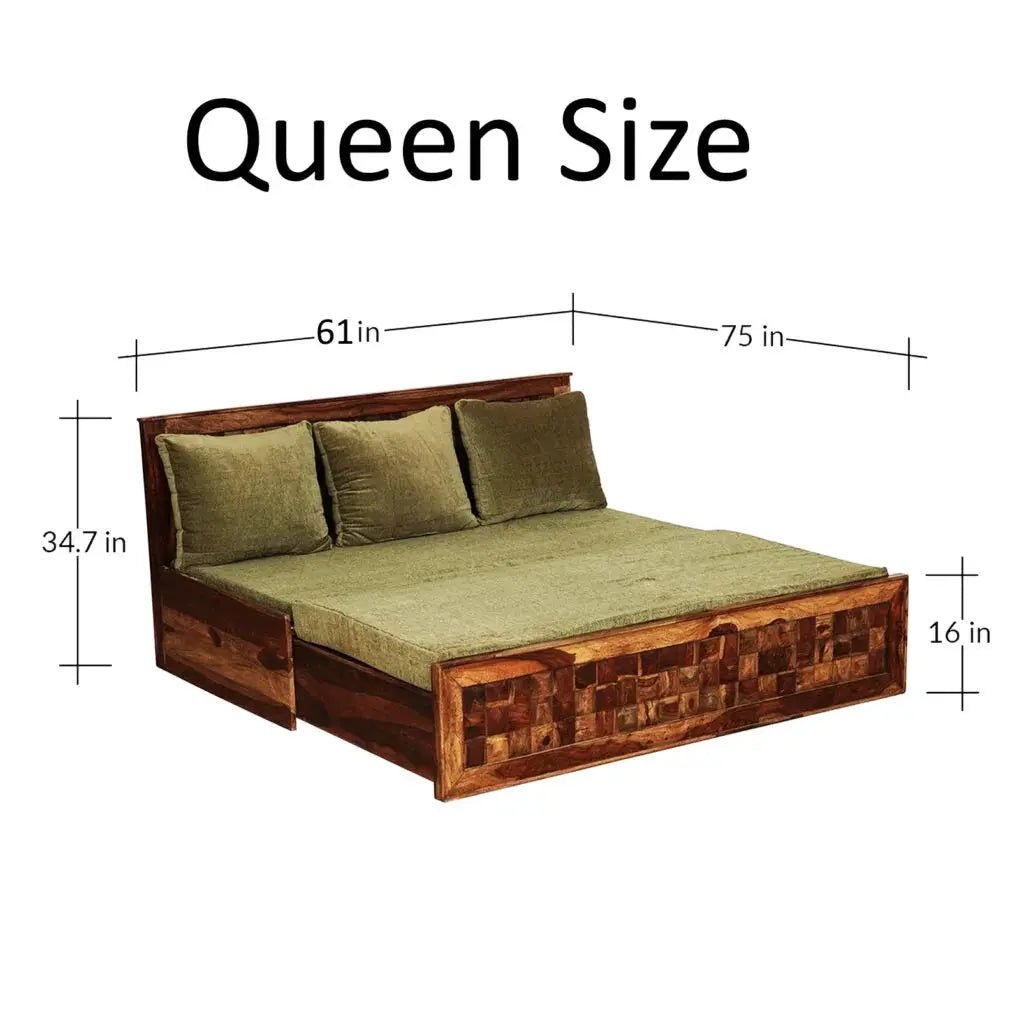 KITTY SOLID WOOD SOFA CUM BED WITH STORAGESOFA CUM BEDFerrowoods