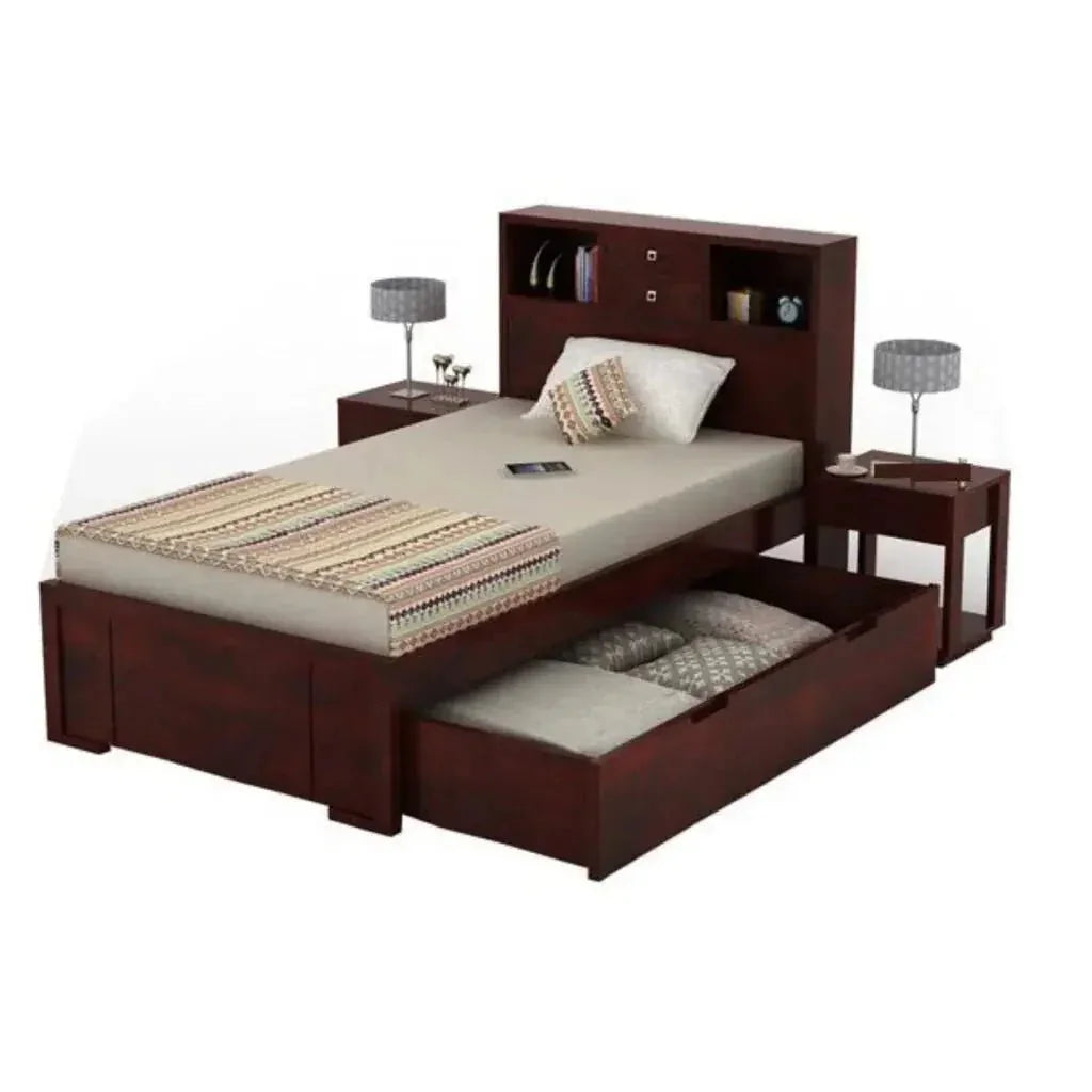 Lumi Single Bed With Storage box headboard headboard with storage - Ferrowoods