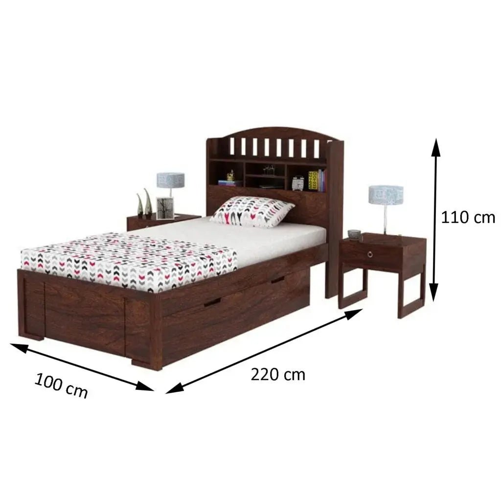 Lun Single Bed With Storage box headboardFerrowoods