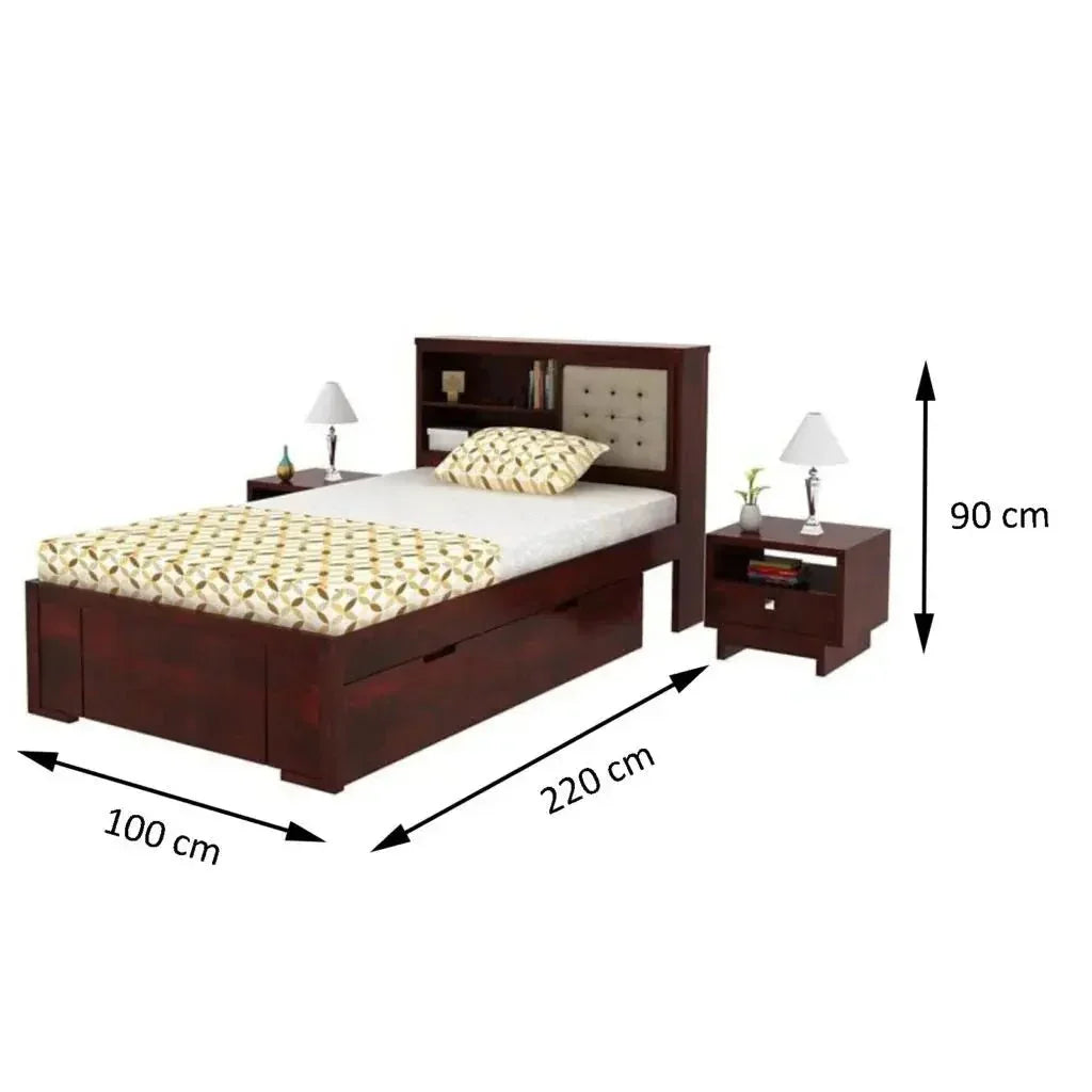 Luni Single Bed With Storage box headboard - Ferrowoods