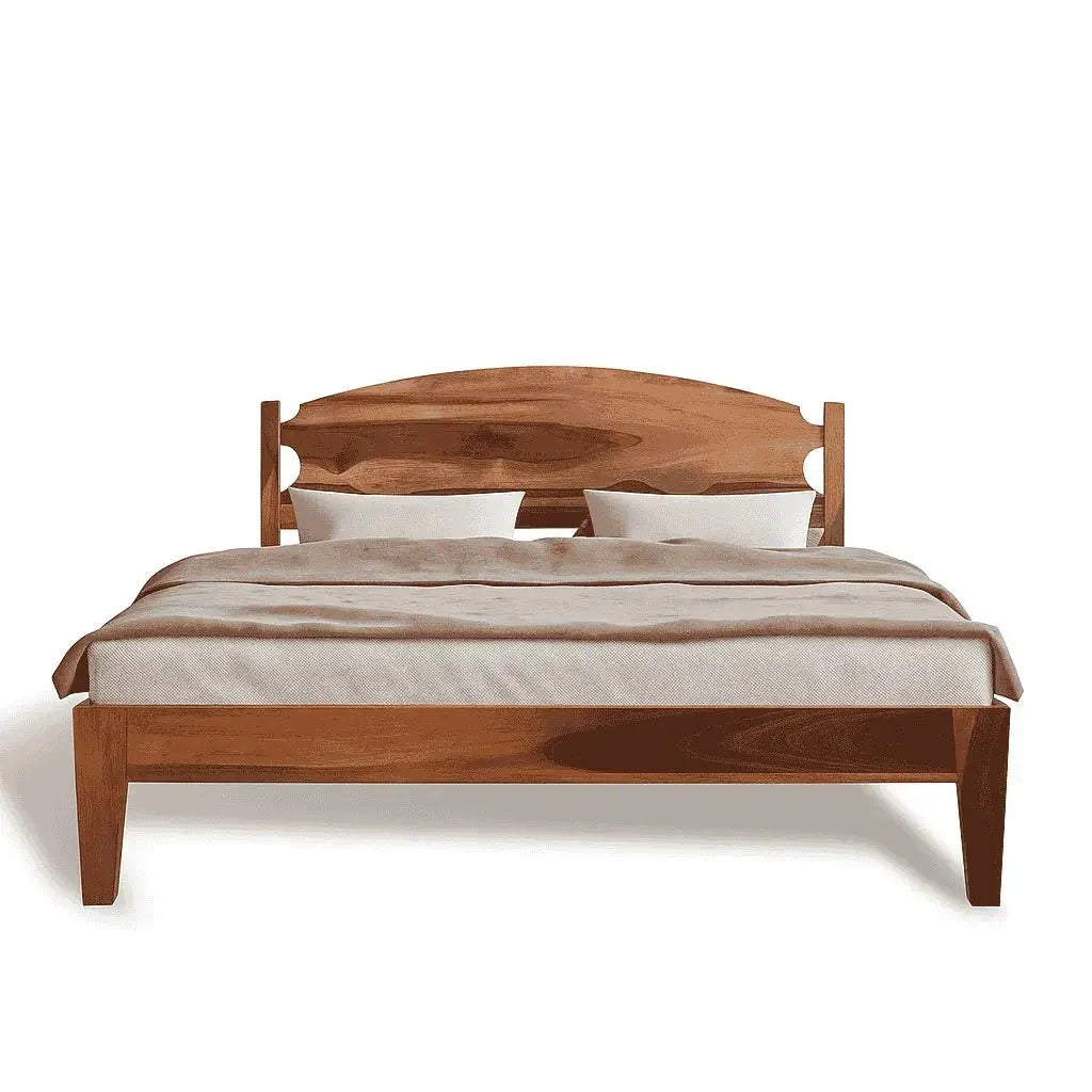 optima solid wood queen size bed walnut finish - Ferrowoods