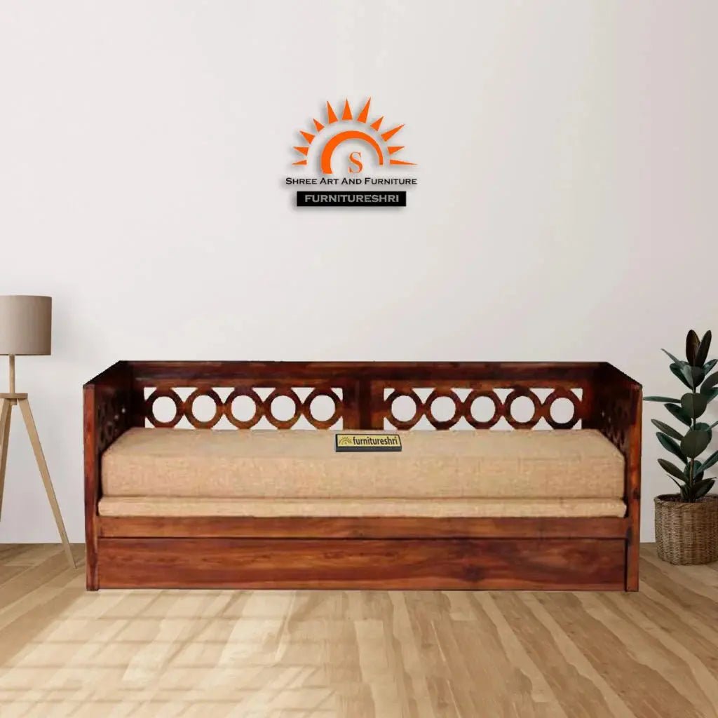 ROCK SOLID WOOD SOFA CUM BED WITH STORAGE -