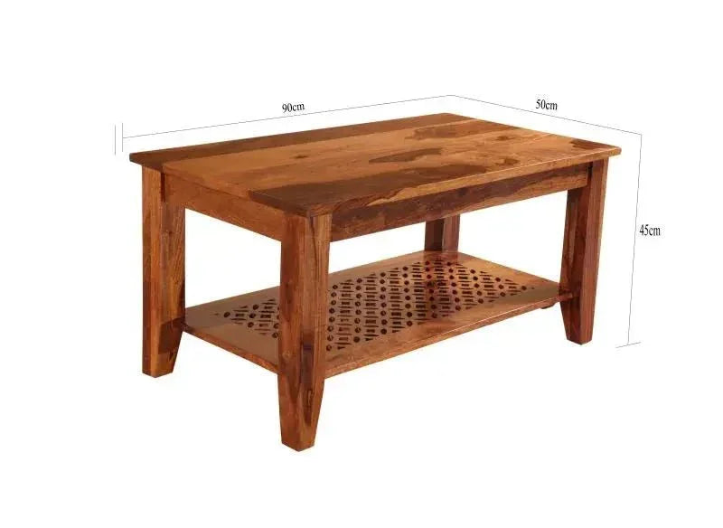 RUSSEY COFFEE TABLE SOLID WOOD HONEY FINISH - Ferrowoods