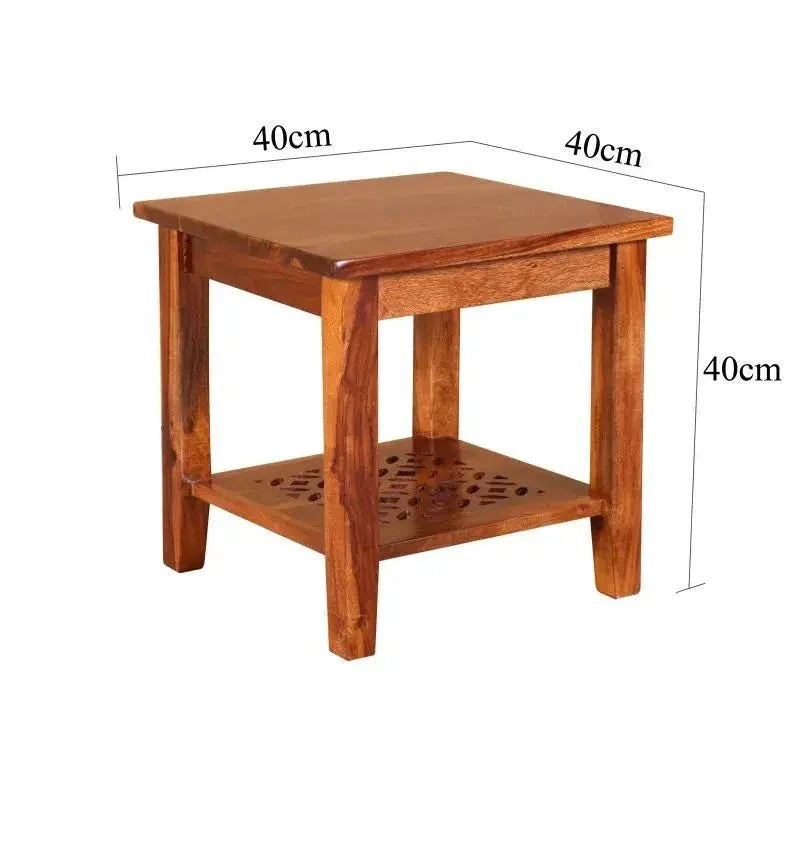 SASSEY END TABLE SOLID WOOD IN HONEY FINISH - Ferrowoods