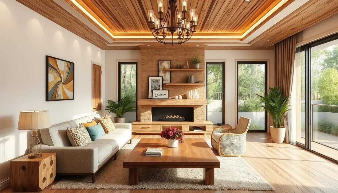 Sheesham wood coffee table in modern living room with light brown finish by Ferrowoods