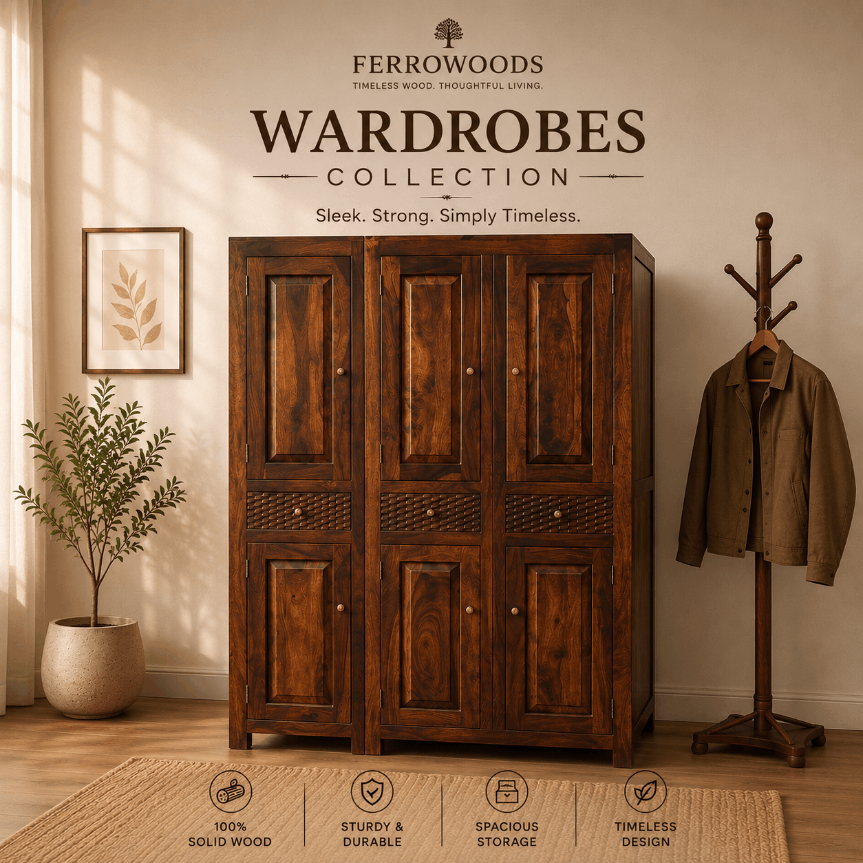 Ferrowoods wooden wardrobe collection for modern bedroom storage interiors