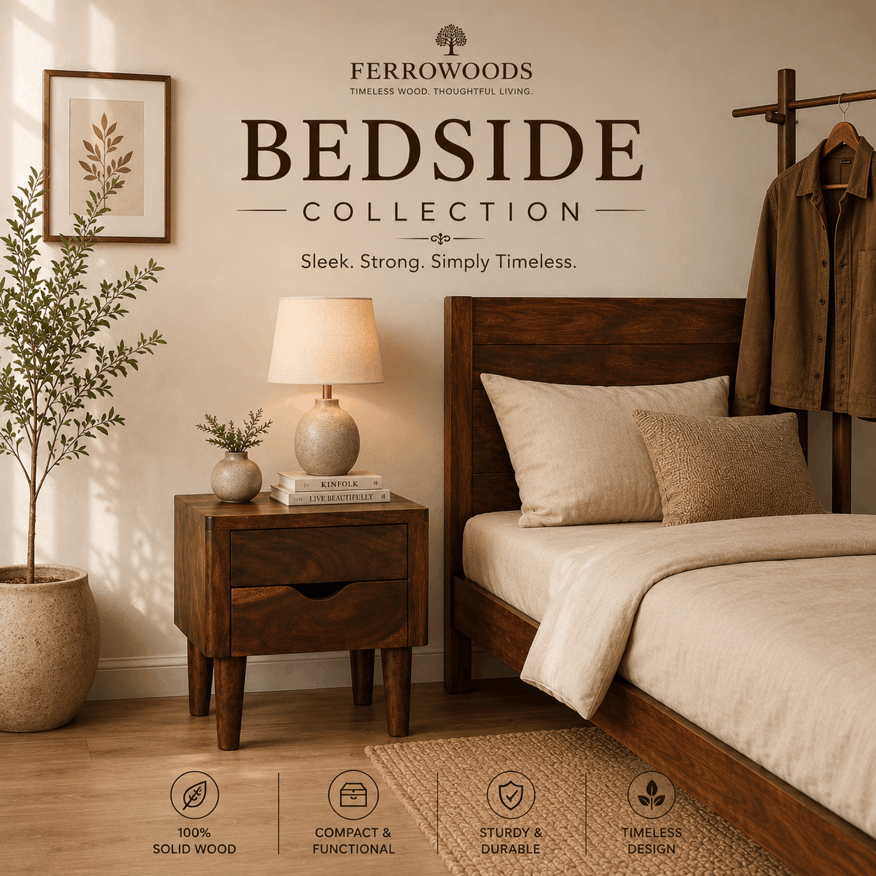 Ferrowoods wooden bedside table collection for modern bedroom interiors