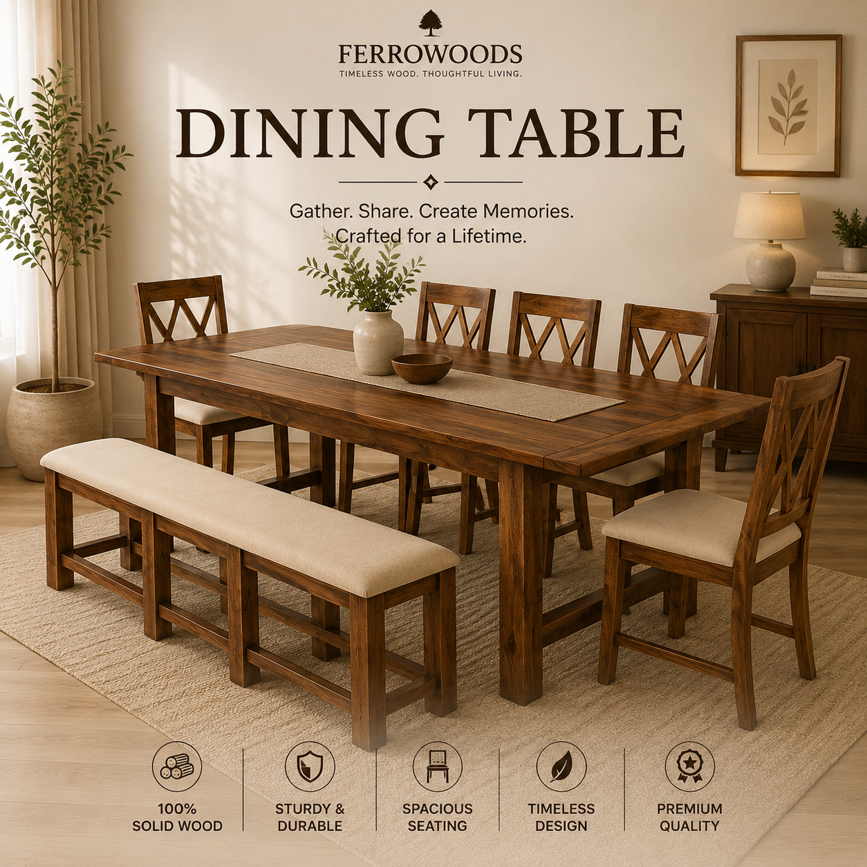 Wooden dining table collection by Ferrowoods