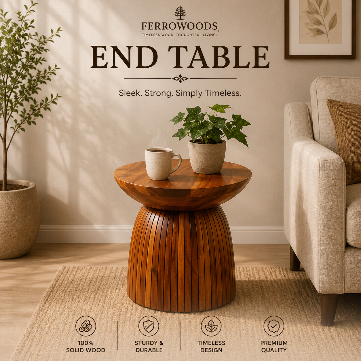 Wooden side and end table collection by Ferrowoods