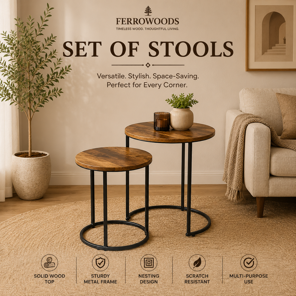 Wooden seating stool furniture online India