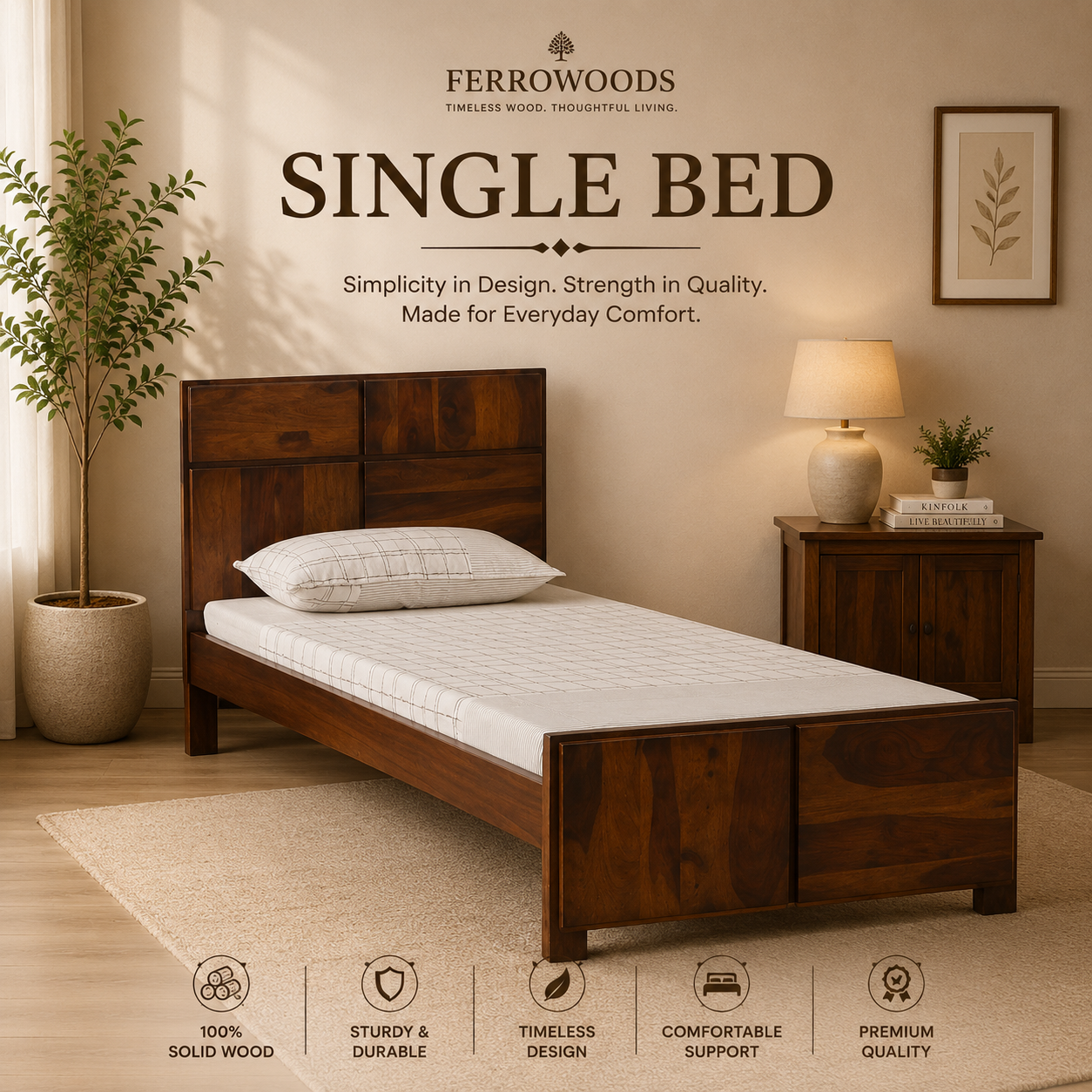 Wooden single bed collection by Ferrowoods