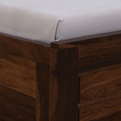 Modern Sheesham Wood Queen Size Bed with Storage | Solid Wood Bedroom Furniture