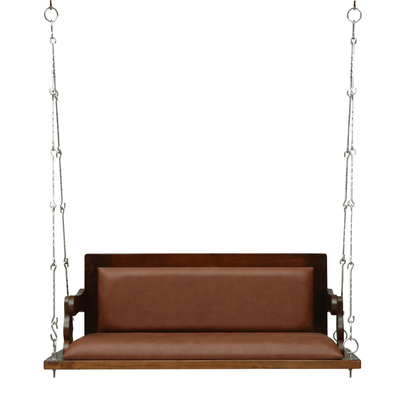 Luxury Sheesham Wood Cushioned Swing Jhula for Living Room | Modern Indoor Hanging Sofa