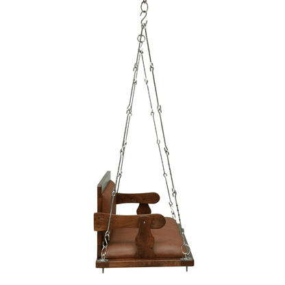 Luxury Sheesham Wood Cushioned Swing Jhula for Living Room | Modern Indoor Hanging Sofa