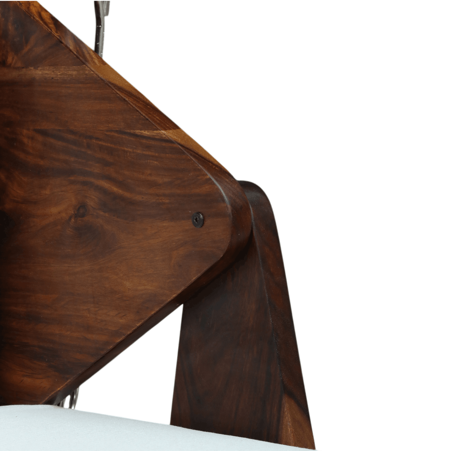 Solid wood chair with rich walnut finish and sleek curved design