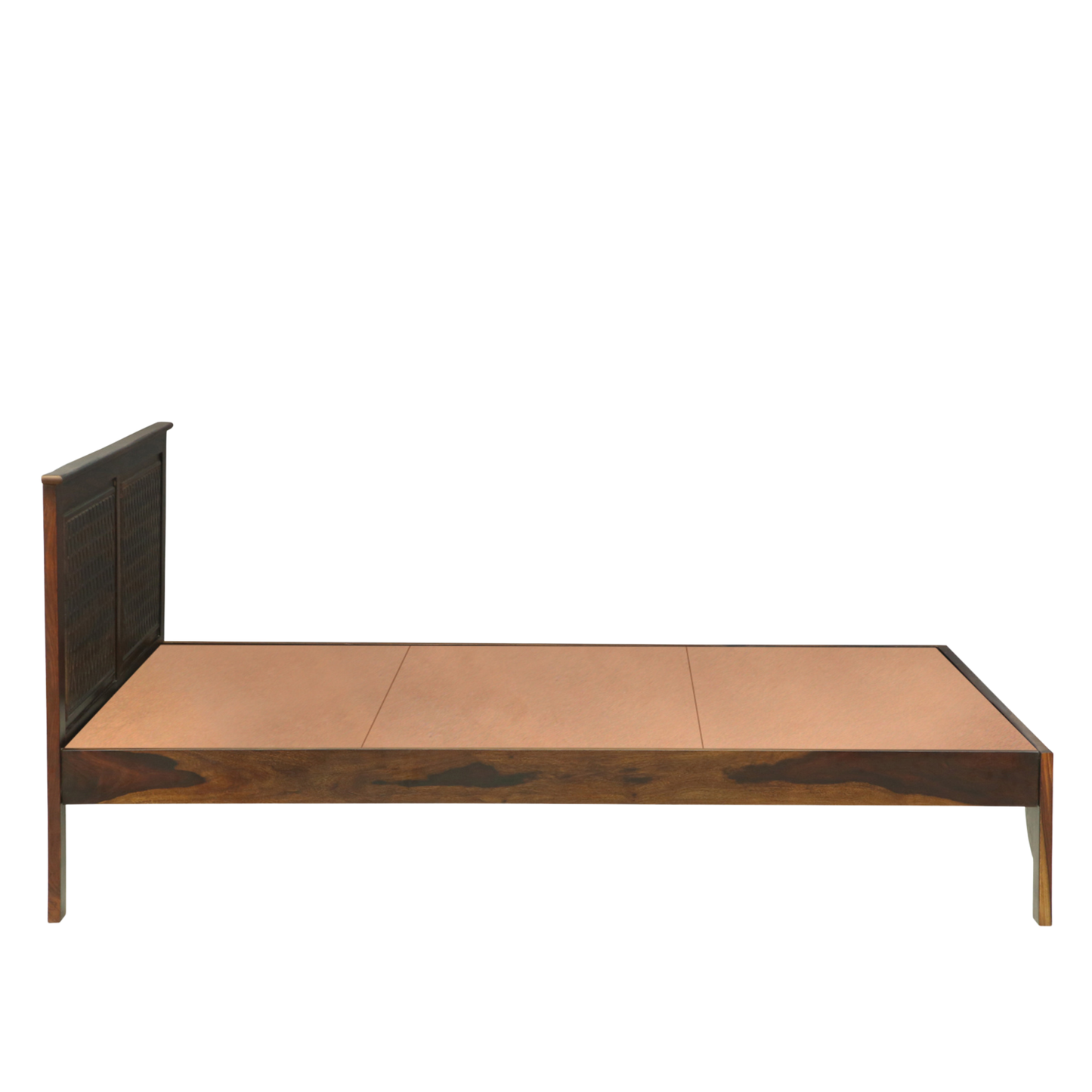 Serina Queen Size Bed in Provincial Teak Finish with Lattice Headboard - Ferrowoods