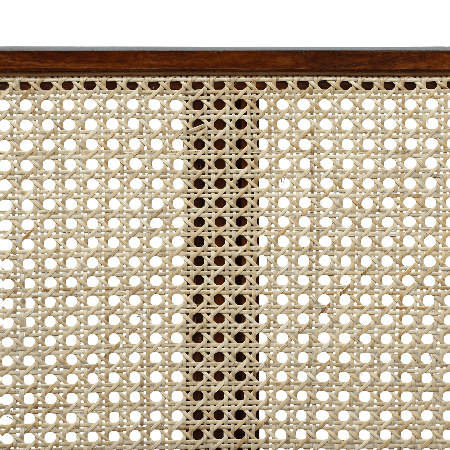 Solid wood frame with natural cane weave panel in teak finish