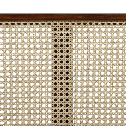 Solid wood frame with natural cane weave panel in teak finish