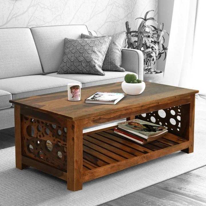 COFFEE TABLE SHEESHAM WOOD WITH HONEY FINISH