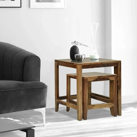 ALLOY END TABLE SHEESHAM WOOD WALNUT FINISH My Store