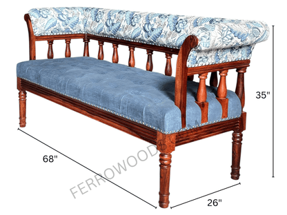 Premium Solid Wood Daybed Sofa | Blue Upholstery - Ferrowoods
