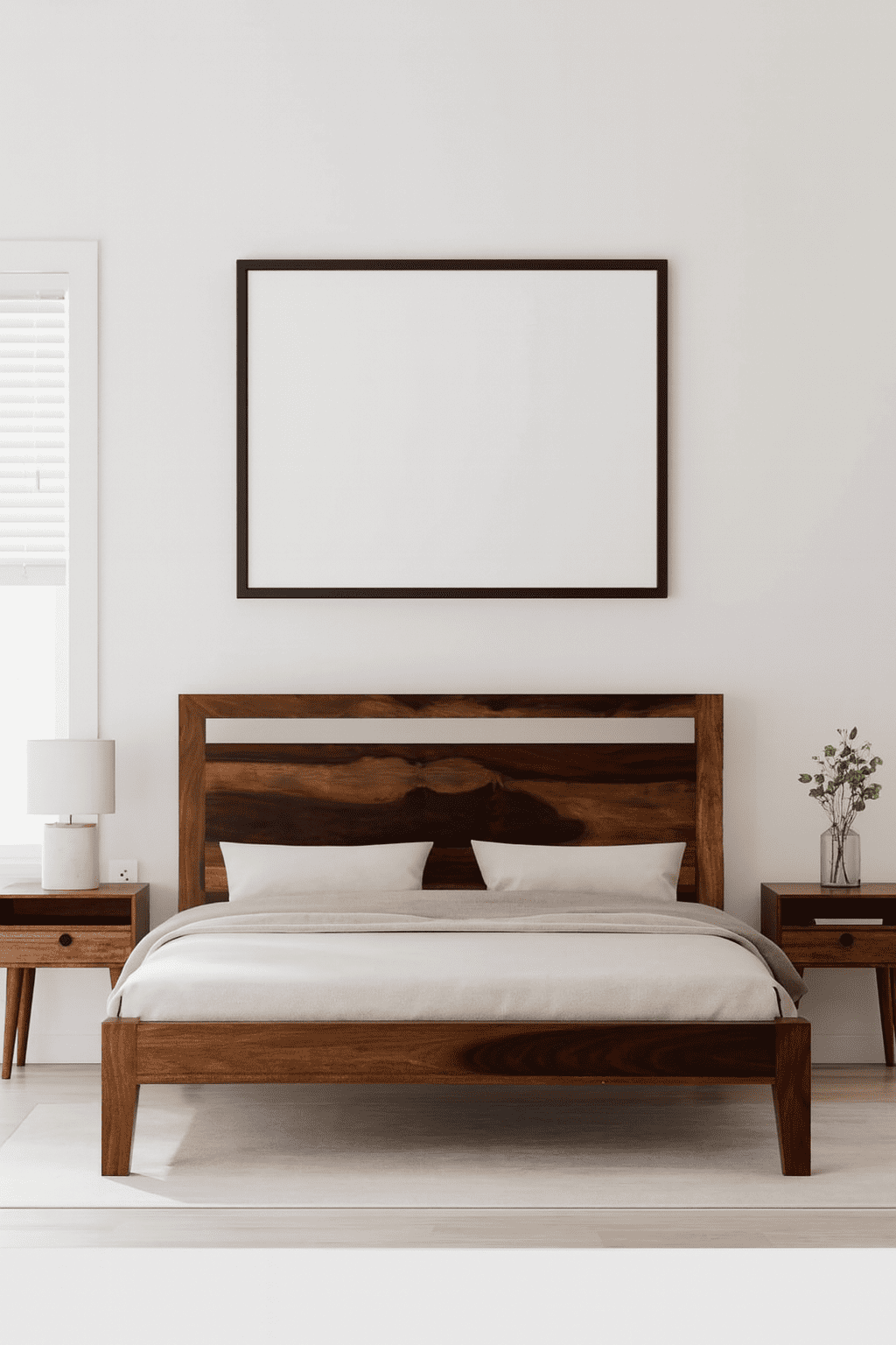 Alpha solid wood King size walnut finish bed