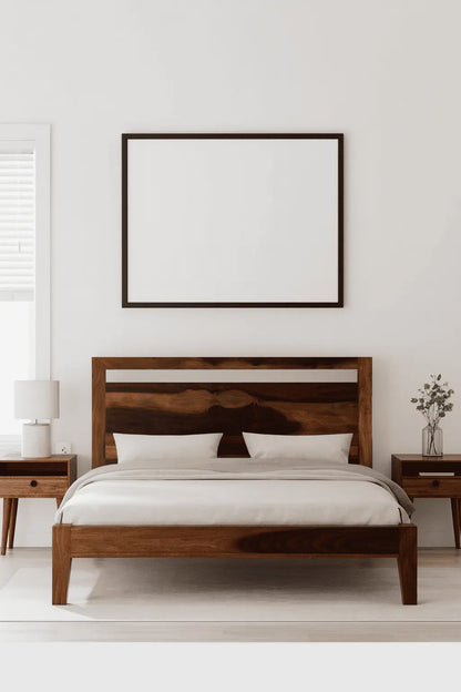 Alpha solid wood King size walnut finish bed My Store