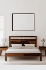 Alpha solid wood King size walnut finish bed