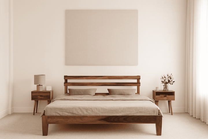 Aqua solid wood King size walnut finish bed