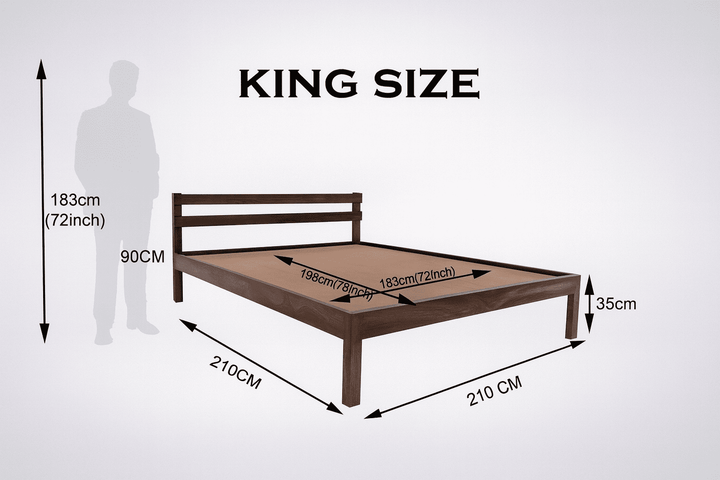 Aqua solid wood King size walnut finish bed