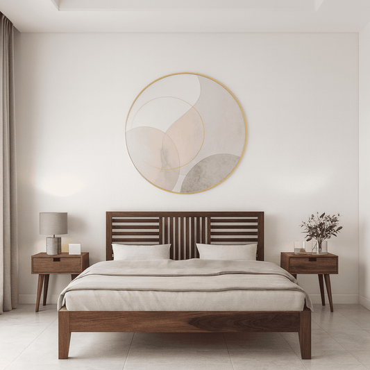 Aura solid wood King size walnut finish bed My Store