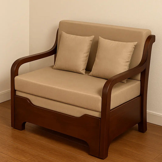 WOODEN SOFA CUM BED SINGLE SEATER WITH TEAK FINISH My Store