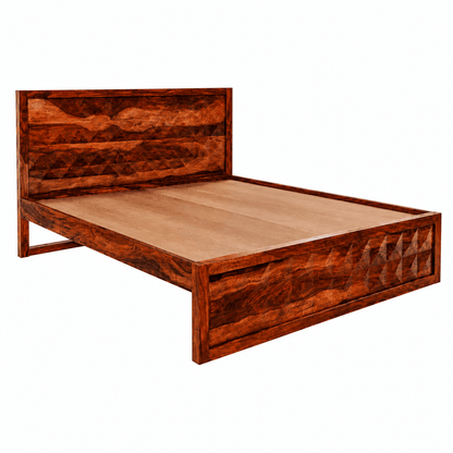 Diamond solid wood queen size bed walnut finish