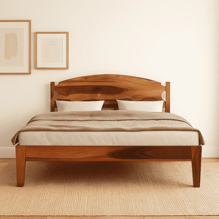 optima solid wood queen size bed walnut finish My Store