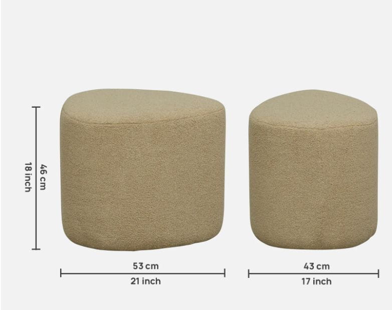 Camel Buckle Upholstered Bench with Puff for Living Room