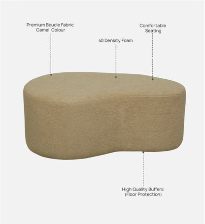 Camel Buckle Upholstered Bench with Puff for Living Room