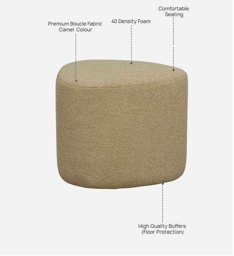 Camel Buckle Upholstered Bench with Puff for Living Room