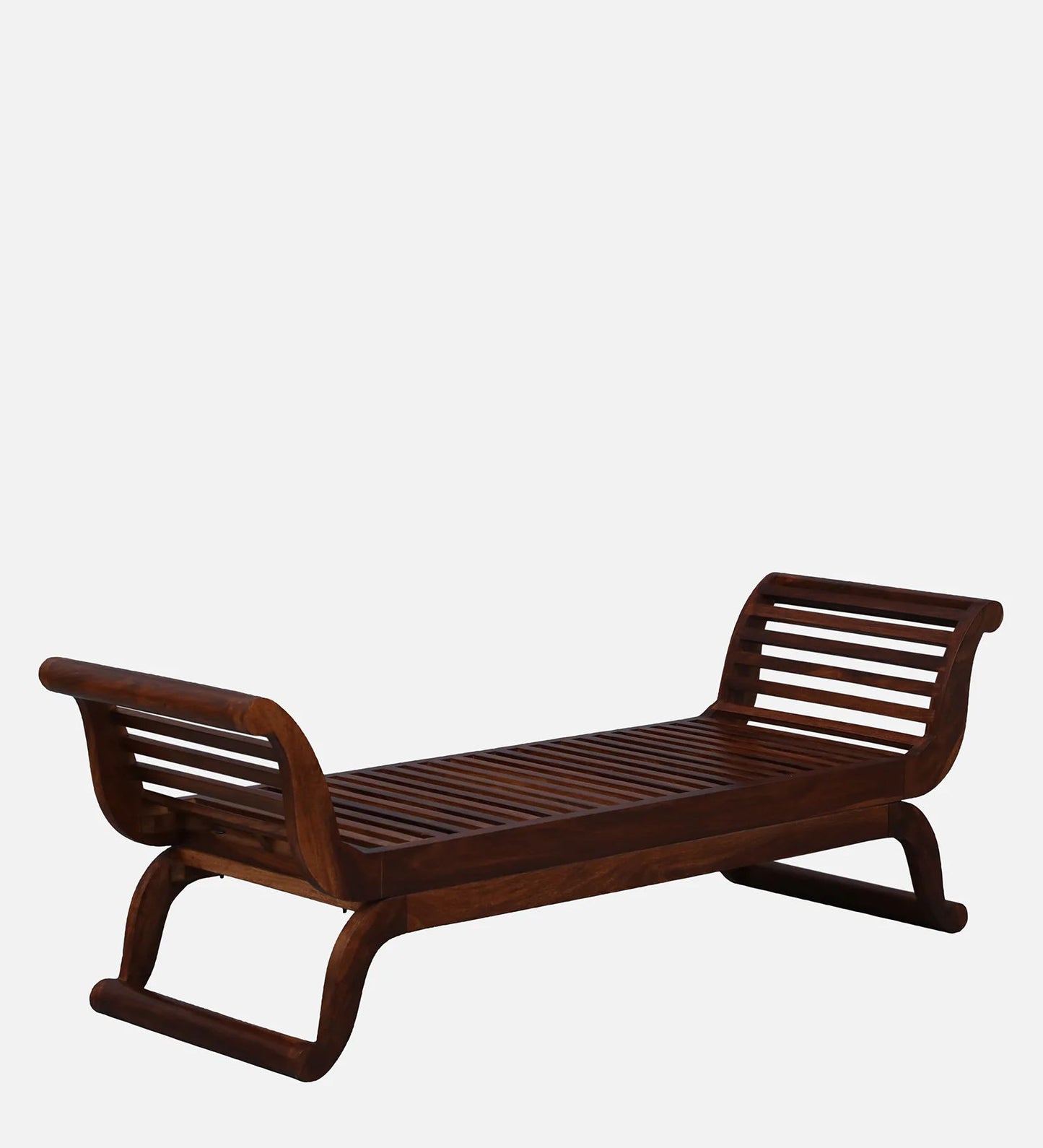 Arava Sheesham Wood Recamier Daybed in Provincial Teak Finish with Cushioned Seating