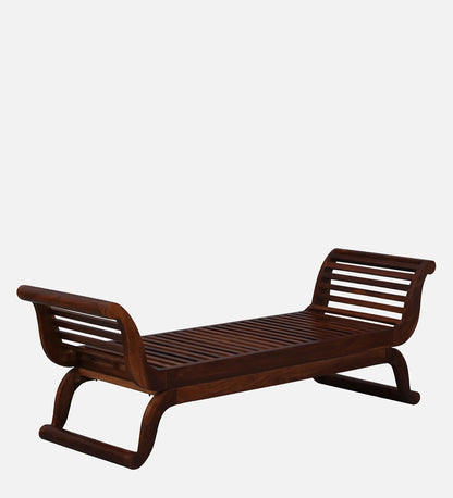 Arava Sheesham Wood Recamier Daybed in Provincial Teak Finish with Cushioned Seating