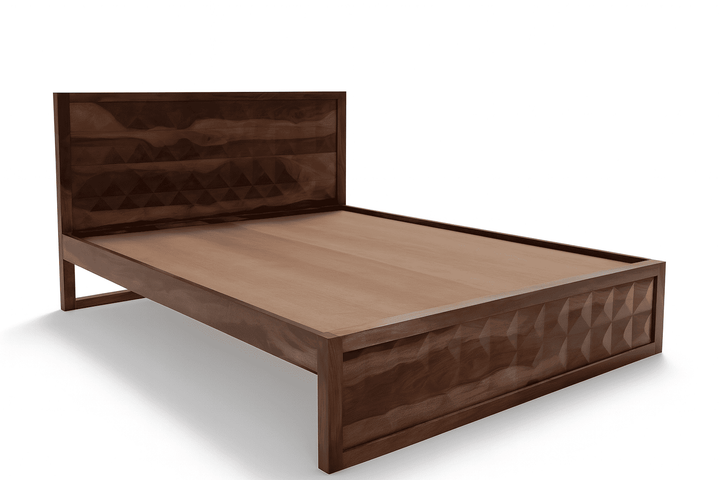 Diamond solid wood King size walnut finish bed My Store