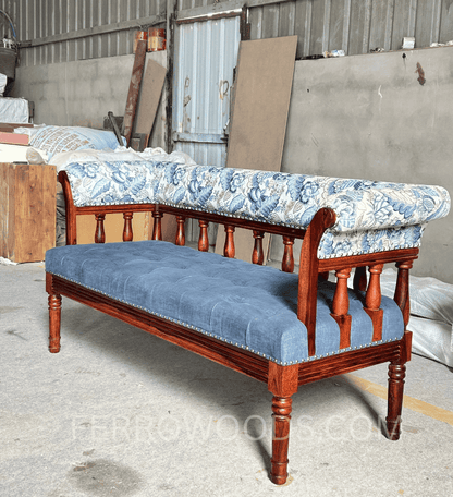 Premium Solid Wood Daybed Sofa | Blue Upholstery - Ferrowoods