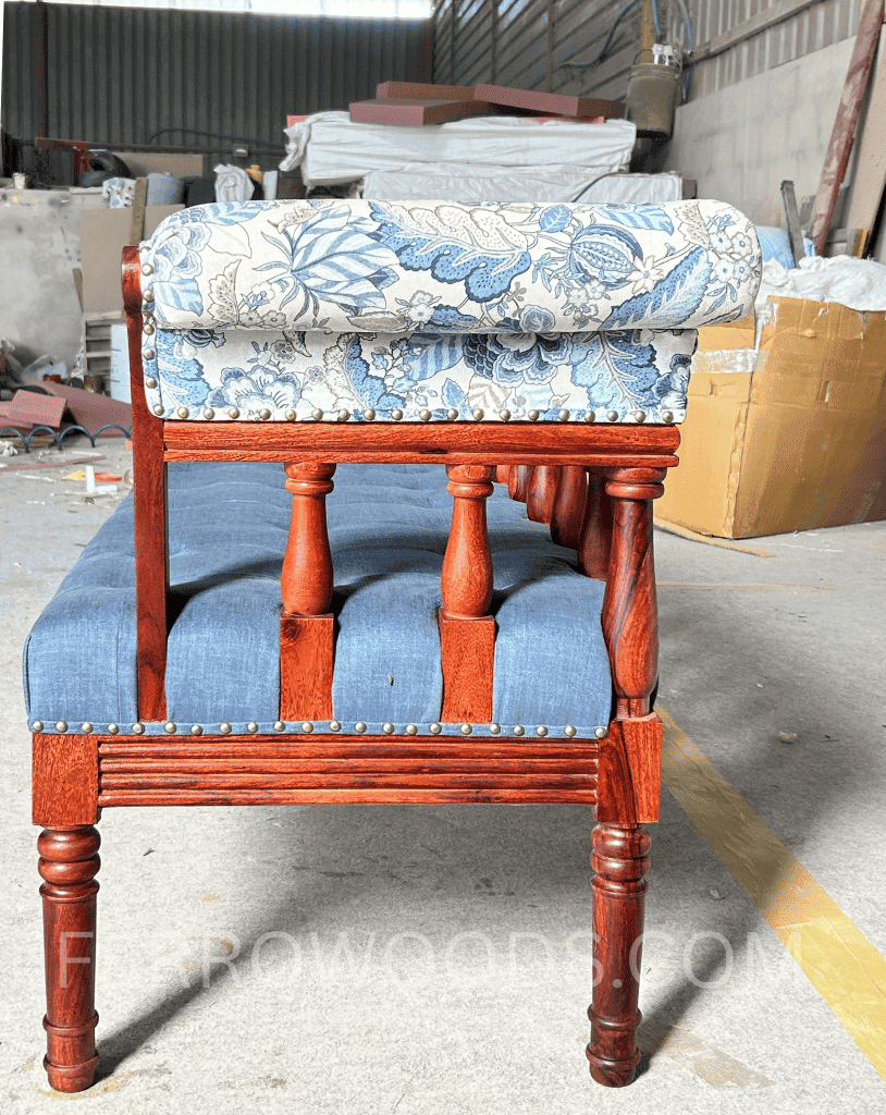 Premium Solid Wood Daybed Sofa | Blue Upholstery - Ferrowoods