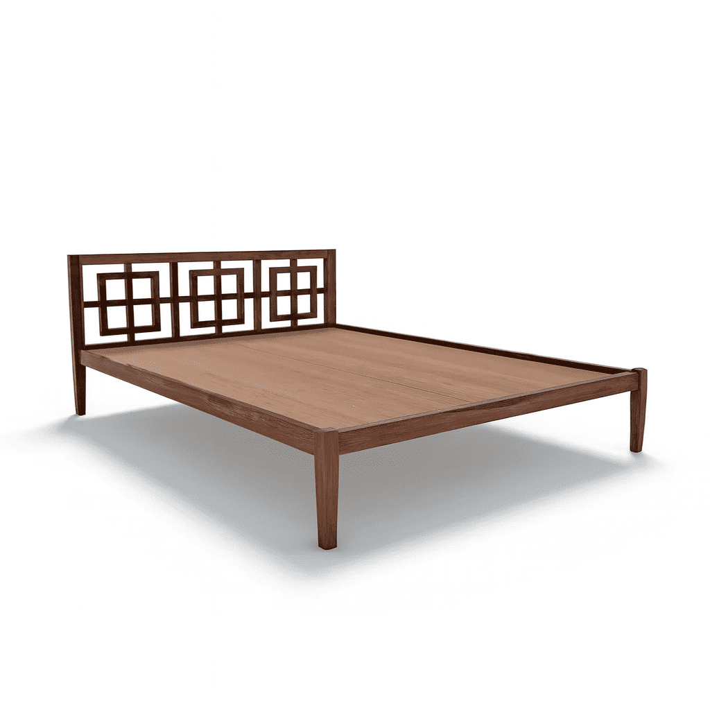 indy solid wood queen size bed walnut finish My Store